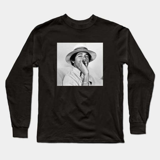 Young Obama Tshirt | College smoking Barack Obama Long Sleeve T-Shirt by JimBobDesign